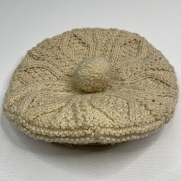 Vintage Beanie Beret Fisherman Knit Hat Chunky Ireland John Molloy Donegal Wool - Picture 2 of 12